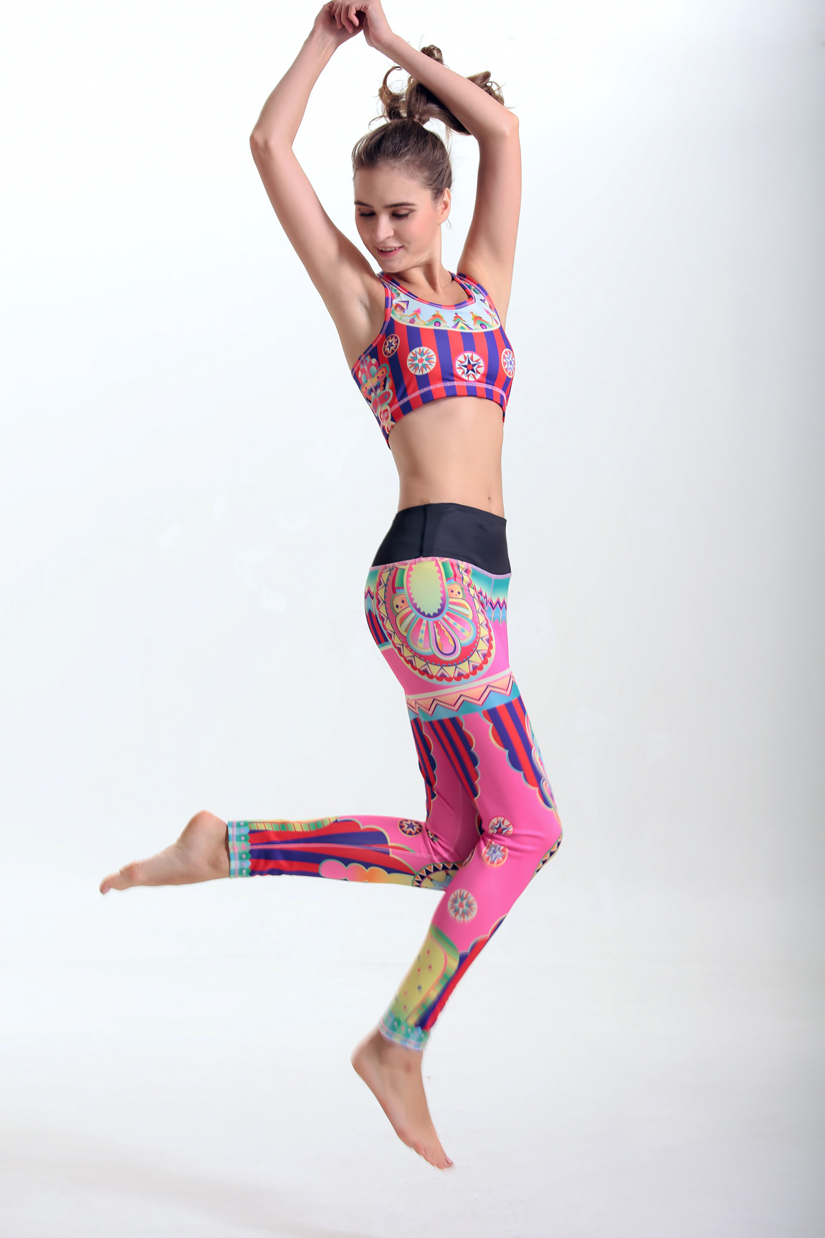 YG1105-1 Women s Printed Athletic Yoga Bra Tops and Legging Pants